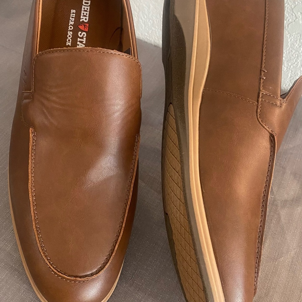 Deer Stags Brown Leather Slip-On Loafers - Picture 2 of 6